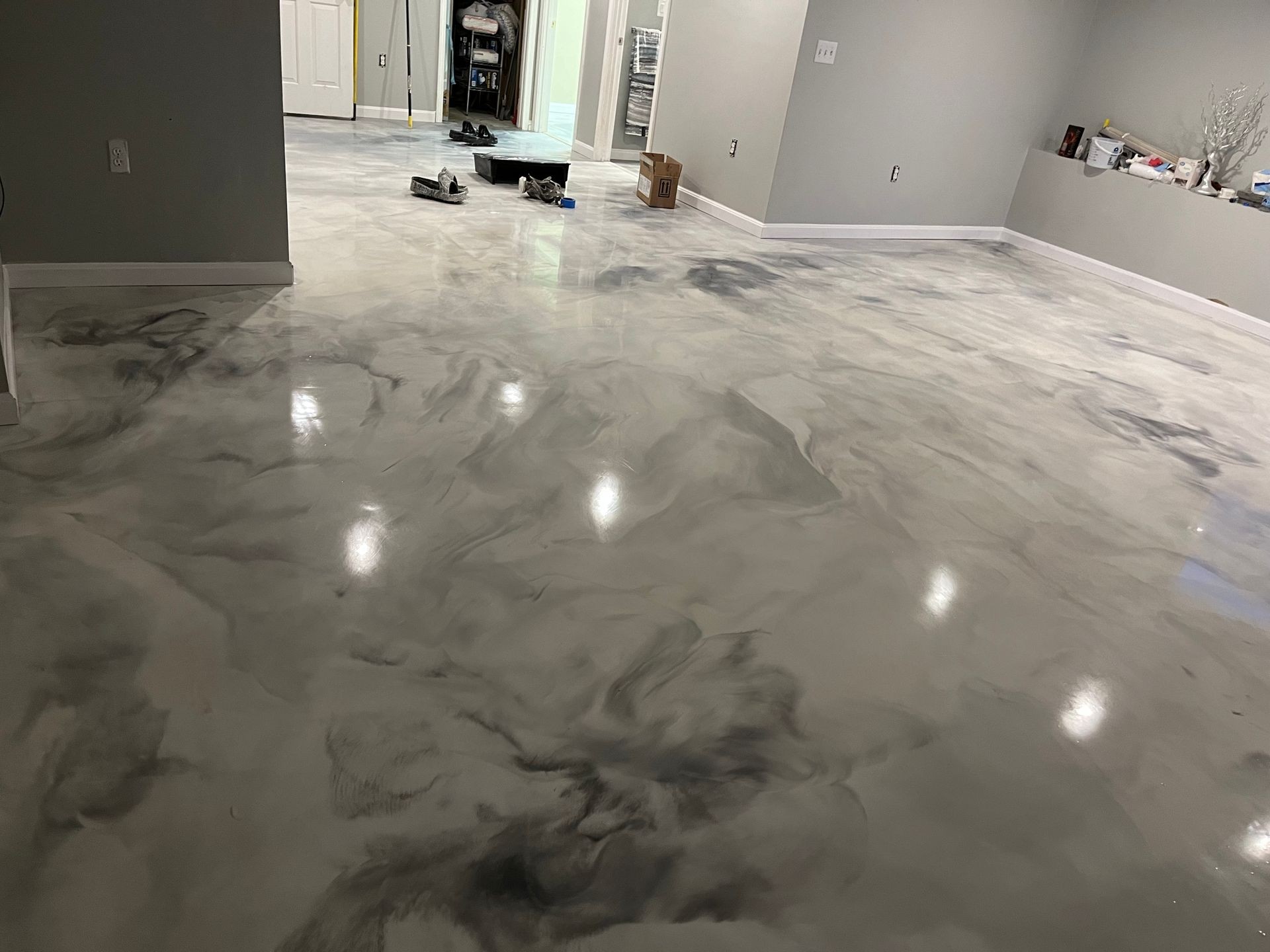 Marble epoxy, metallic floors
